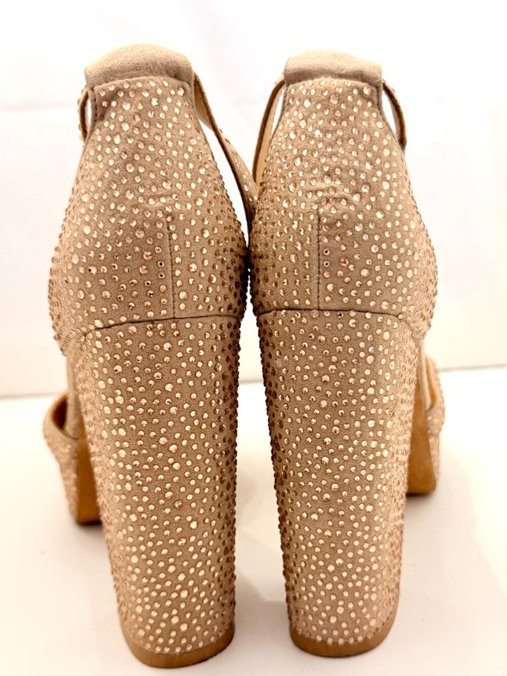 Bill Blass Women's "Ellie" Nude Sequined Platform Heels - Size US 8/UK 36 - Picture 5 of 10